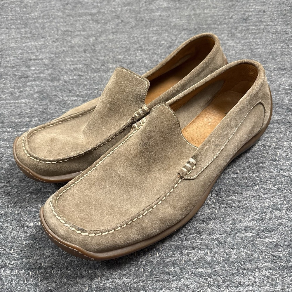 Banana Republic Suede Driving Loafers Men 12 D Beige Leather Slip On Preppy Boat